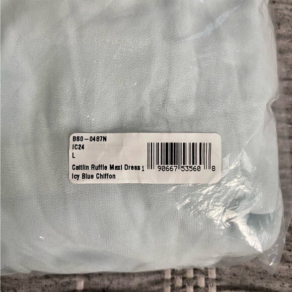 NWT Show Me Your Mumu Caitlin Ruffle Maxi Dress Icy Blue Chiffon Size Large - Picture 9 of 10